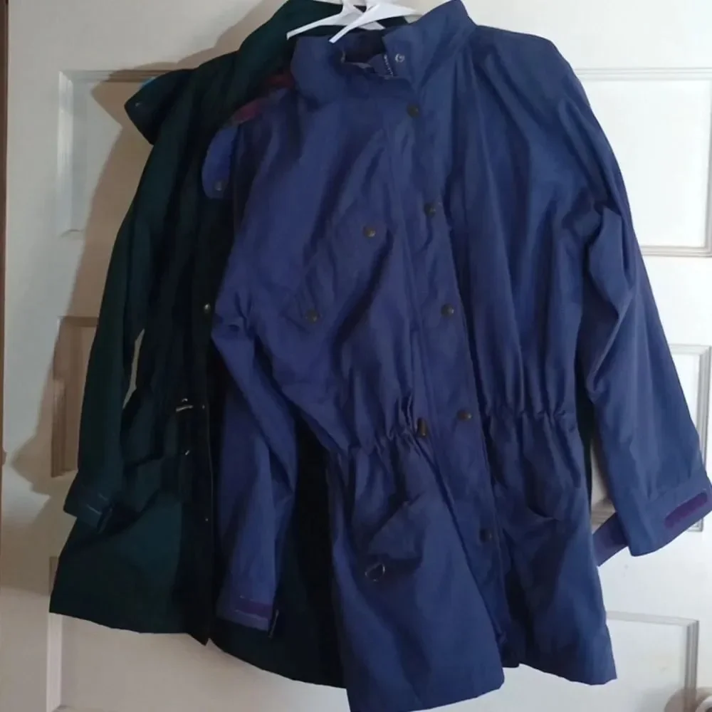 Eddie Bauer size L women's jacket fleece lined, specify blue or green